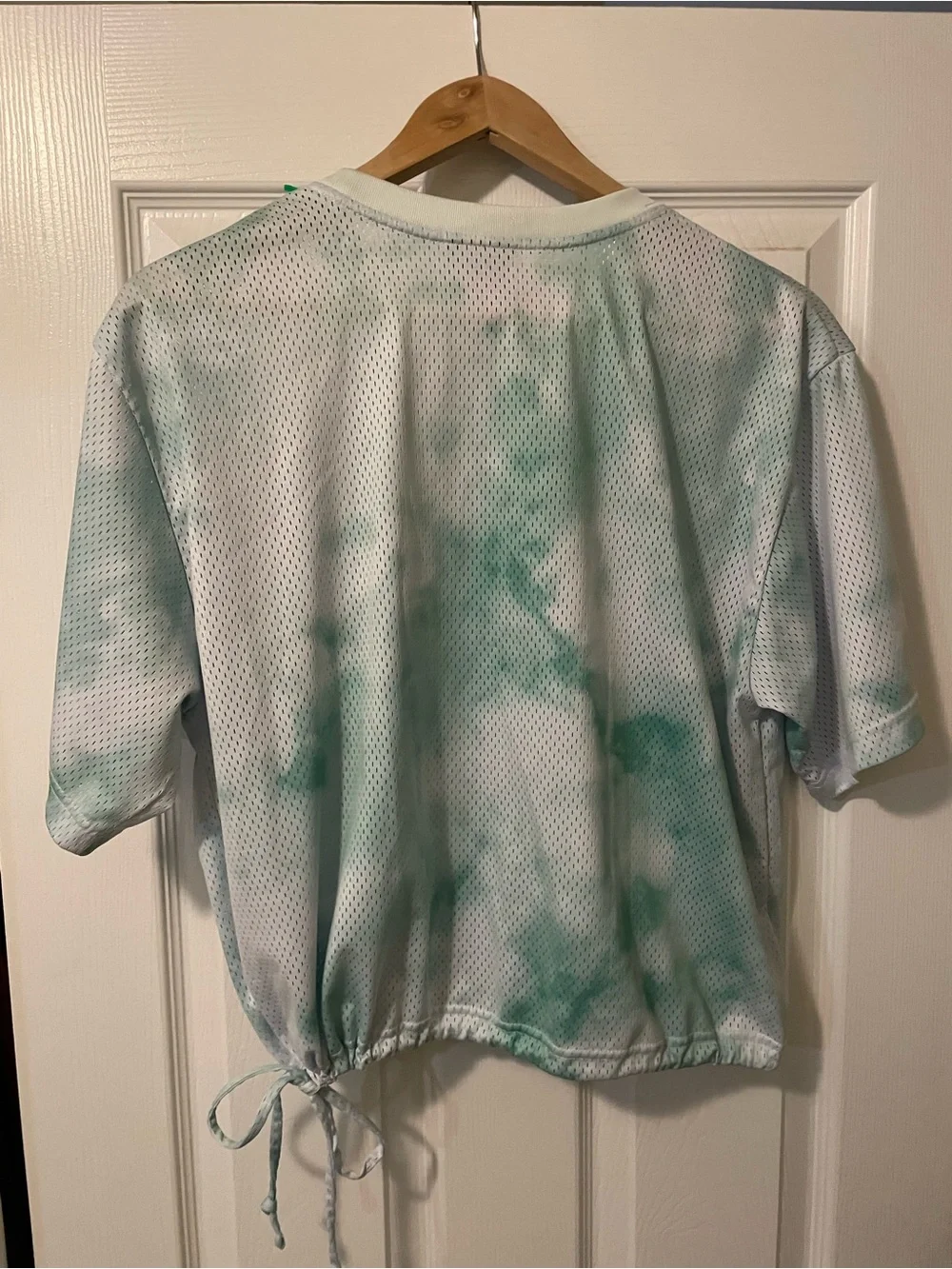 Nike Green Tie-Dye Mesh Top with Drawstring Waist